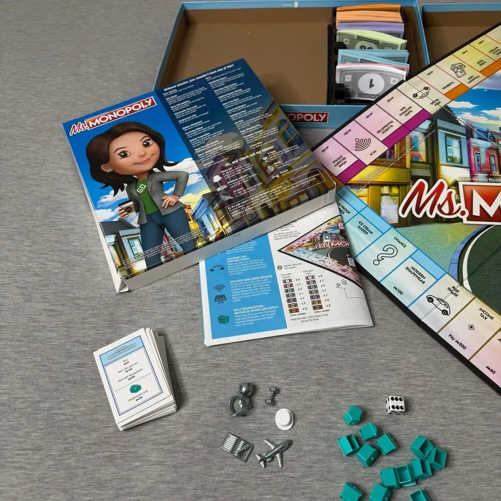 Hasbro Ms. Monopoly Board Game Collectors Women Investors Complete Game